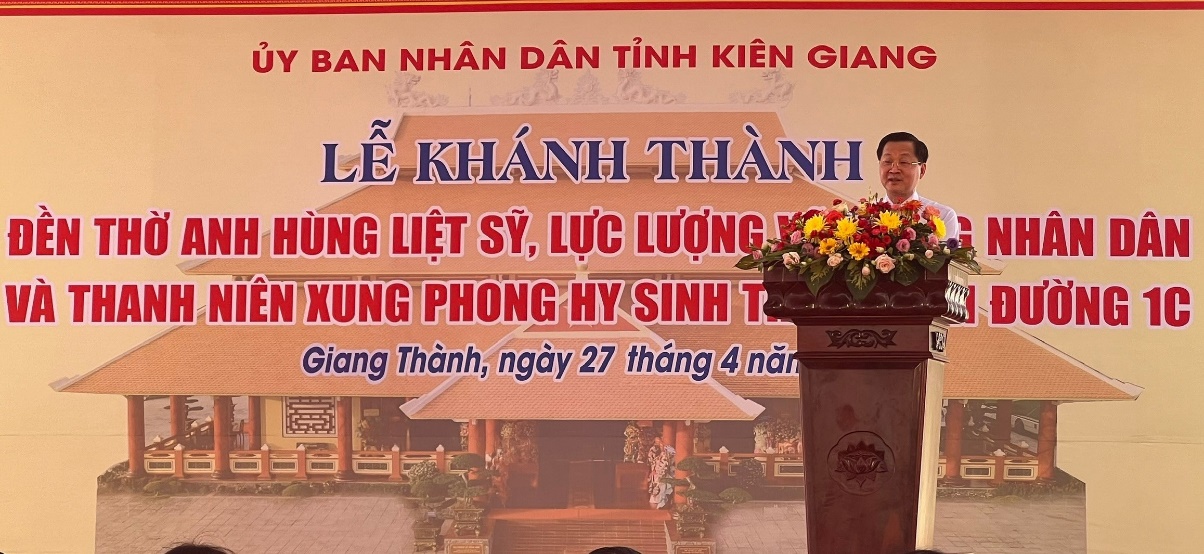 Phó Thủ tướng Chính phủ Lê Minh Khái phát biểu tại Lễ khánh thành đền thờ