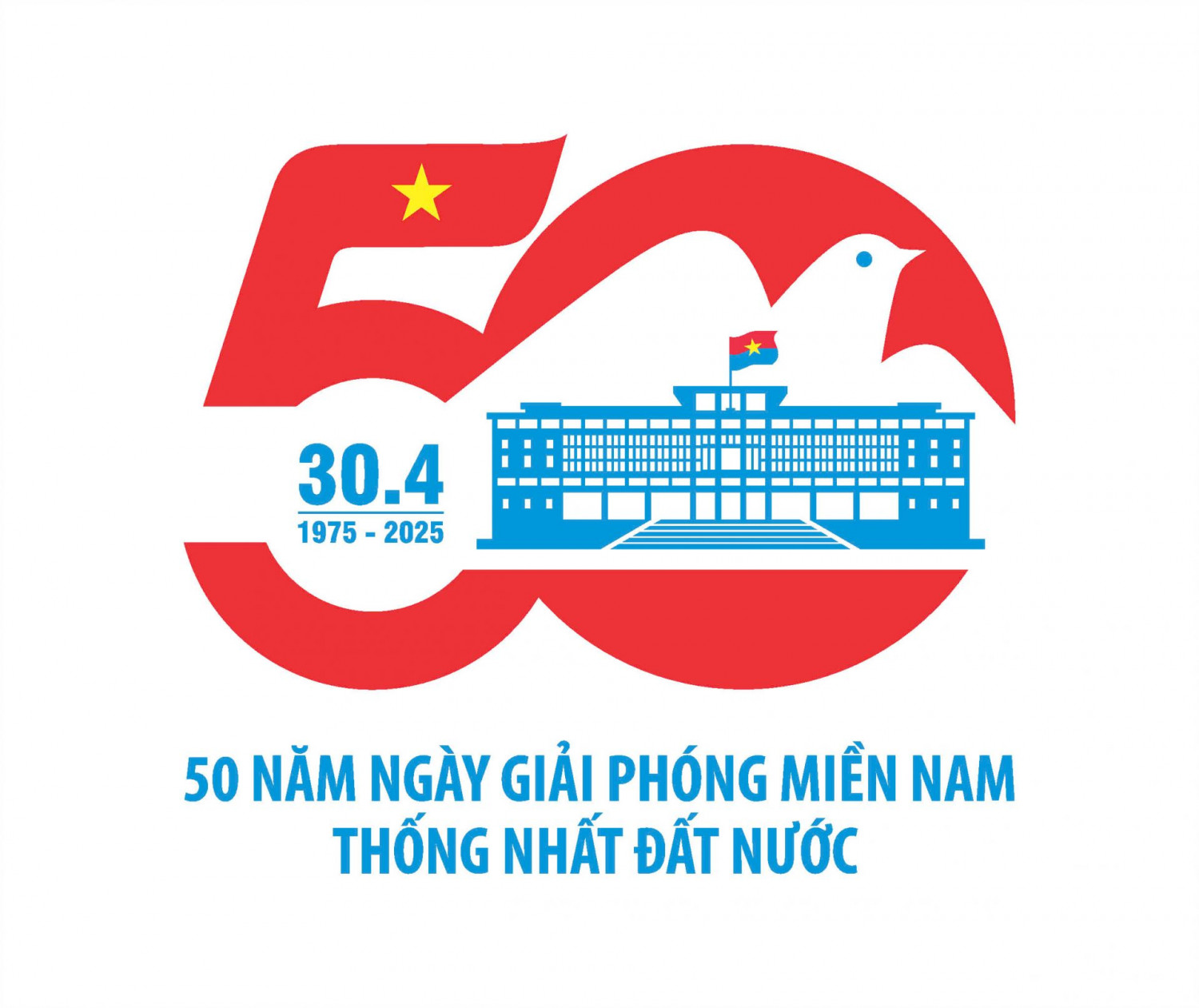 Logo tuyên truyền Kỷ niệm 50 năm Ngày Giải phóng miền Nam thống nhất đất nước (30/4/1975 - 30/4/2025).